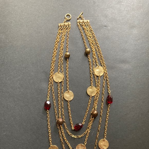 5-Strand Necklace/Beads & Textured Matte Discs/Toggle Closure/Shortest is 18 In. - Picture 2 of 2